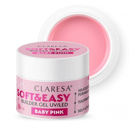 HEMA-fri UV builder gel Claresa Soft&Easy Baby Pink för naglar 45g