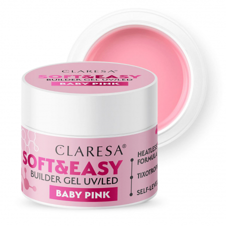 HEMA-fri UV builder gel Claresa Soft&Easy Baby Pink för naglar 90g