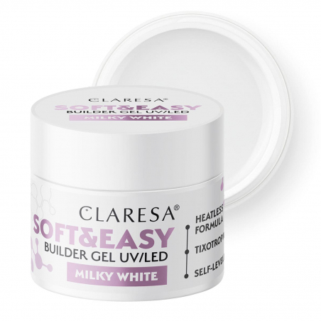 HEMA-fri UV builder gel Claresa Soft&Easy Milky White för naglar 90g