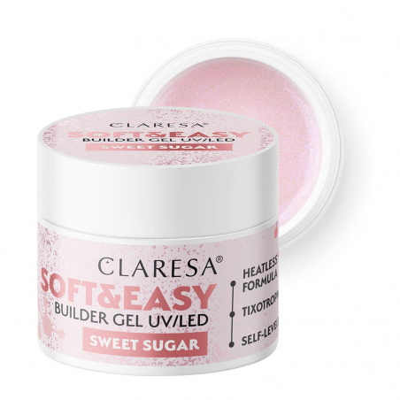 HEMA-fri UV builder glittergel Claresa Soft&Easy Sweet Sugar för naglar 90g